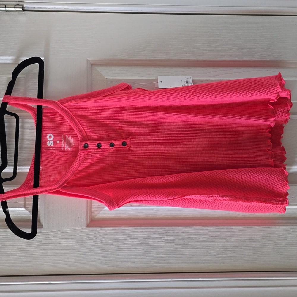 SO BRAND WOMENS JUNIOR PINK/CORAL FRONT BUTTON TANK TOP SIZE SMALL